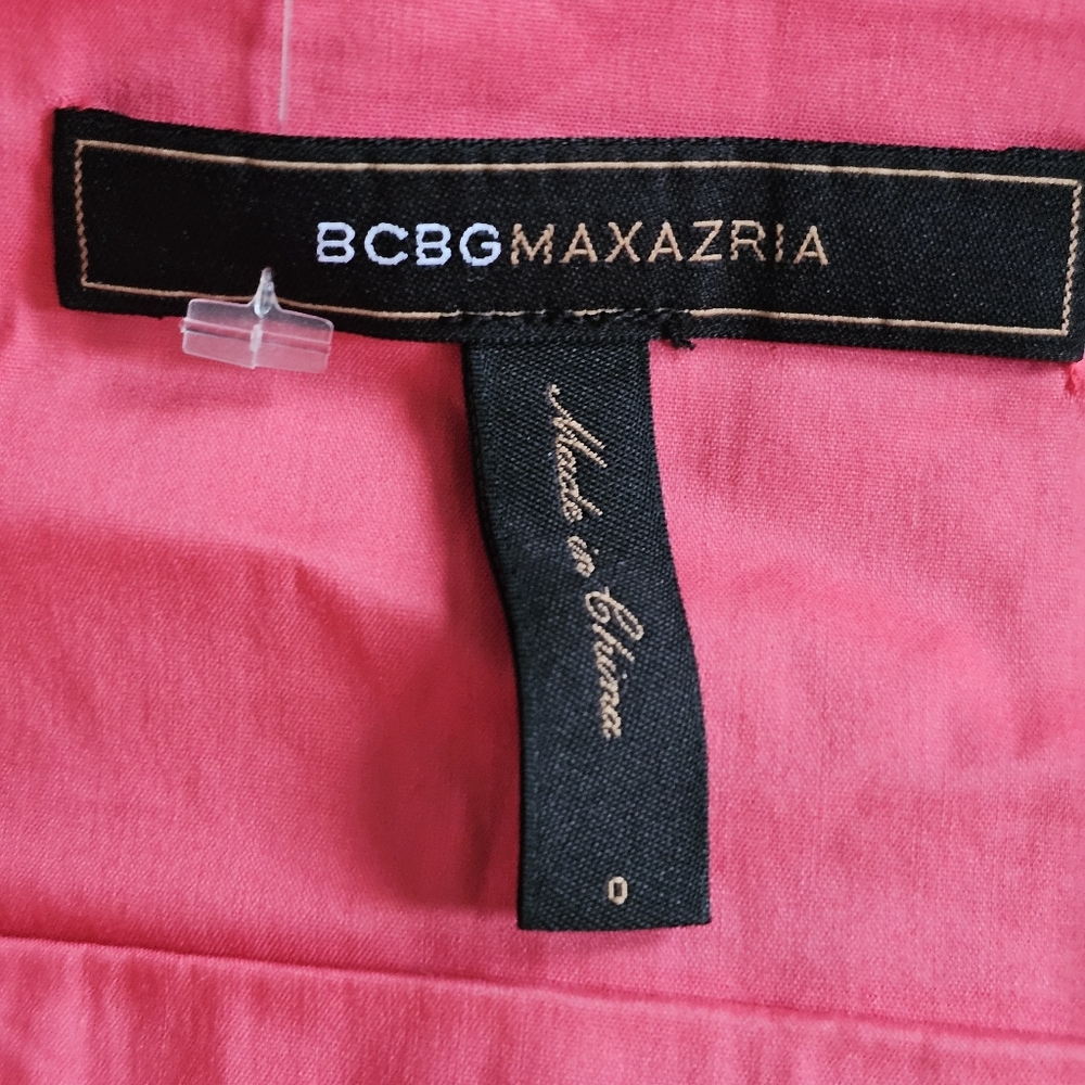 BCBGMAXAZRIA Women Pink Cotton Halter Neck Sleeveless Knee Length Dress Size 0 - Picture 4 of 5